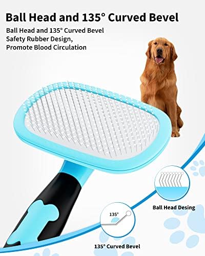 Glendan Dog & Cat Brush- Slicker Pet Brush- Shedding Grooming Tools (Blue) - Image 2