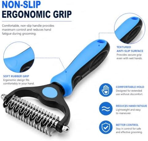 Dematting Comb for Dogs and Cats, Undercoat Rake for Dogs & Cats with Stainless Steel Teeth Deshedding Brush for Long and Thick Fur Pet, Removes Mats, Knots and Tangles in Pets - Image 4