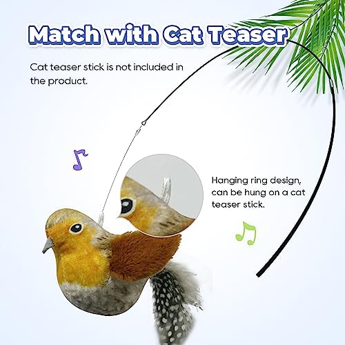 LEWISER Cat Toys Chirping Tit 2 Pcs with Catnip SilverVine, Suitable for Cat Wand Toys, Simulation Bird Design, Interactive Toys for Indoor Kitty Kitten Exercise, Green and Ground - Image 6
