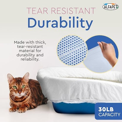 Alfapet Sifting Cat Litter Box Liners - Jumbo 10 Count, Tear-Resistant Cat Litter Bags, Waterproof Kitty Litter Liners, Fits Litterbox Pan Sizes X-Large, X-Giant, 37" x 18" 30 lb Capacity - Image 4