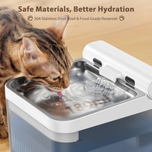 4L Automatic Cat Water Fountain, Wireless Pump Stainless Steel Bowl - Image 3