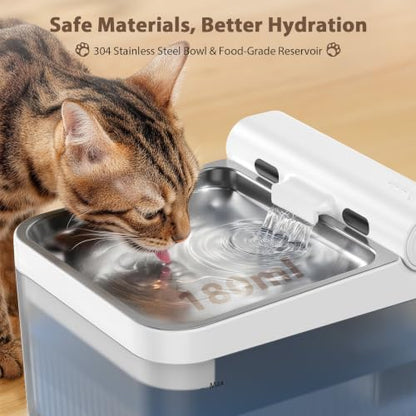 4L Automatic Cat Water Fountain, Wireless Pump Stainless Steel Bowl - Image 3