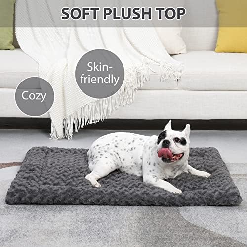 Exsnugy Washable Dog Bed Mat Medium Size Fluffy Pet Crate Pad 30x19 - Image 2