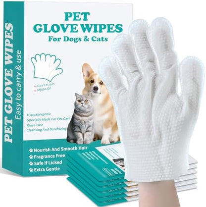 Pet Glove Wipes for Dogs and Cats, Dog Washing Gloves, Individually Wrapped by Falatong