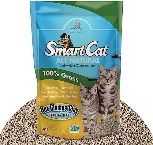 SmartCat All Natural Clumping Cat Litter, 20 Pound (320oz 1 pack) - Alternative to Clay and Pellet Litter - Chemical and 99% Dust Free - Unscented and Lightweight by PioneerPetProducts