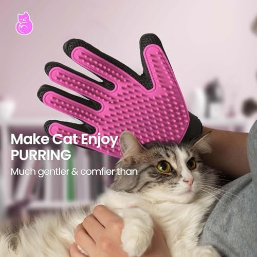 Pet Hair Removal Glove with 255 Silicone Tips for Dogs & Cats, Right Pink - Image 2