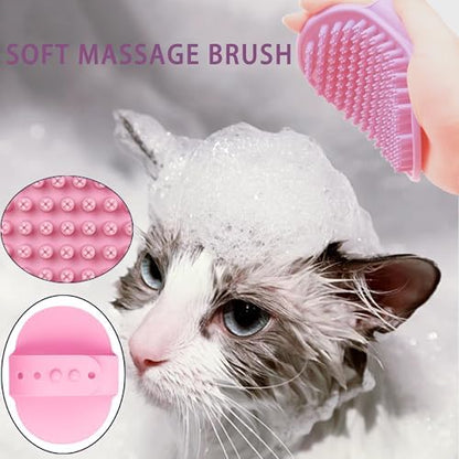 Cat Grooming Brush Kit 6 Tools - Deshedding & Dematting for Long/Short Hair, Self-Cleaning Slicker Brush with 6-in-1 Flea Comb for Cats & Kittens (Pink) - Image 6
