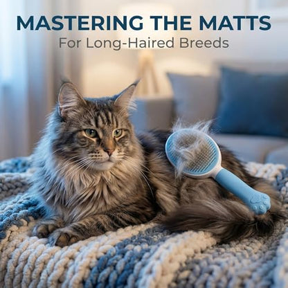 Cat Brush for Shedding for Indoor Cats & Dog Brush for Shedding - Perfect for Long & Short Haired Pets,Pet Brush for Dogs and Cats - Deshedding & Grooming Tool (Blue) - Image 3