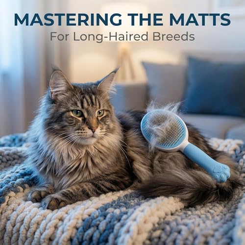 Cat Brush for Shedding for Indoor Cats & Dog Brush for Shedding - Perfect for Long & Short Haired Pets,Pet Brush for Dogs and Cats - Deshedding & Grooming Tool (Gray) - Image 4