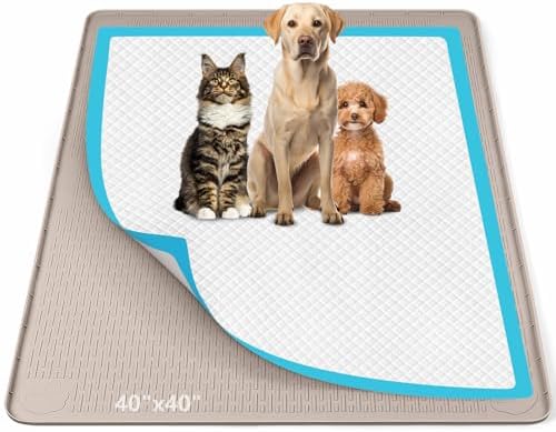 Pee Pad Holder for Dogs 40''x40'' Silicone Puppy Pee Pad Tray, Khaki by Bartuke