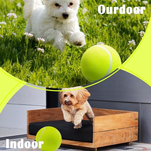 Banfeng Giant 9.5" Dog Tennis Ball, 2 Pack Oversize Interactive Puzzle Toy with 1*Ball Pump + 1*Needle for Small, Medium, Large Dogs (2 Pack Yellow with Pump) - Image 5