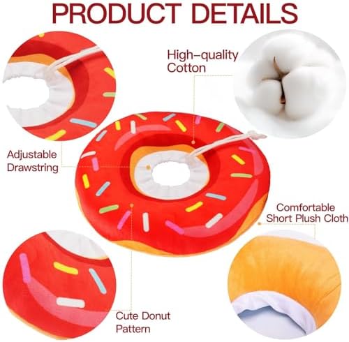 Cat Cone Collar Soft, Cute Cat Donut Collar After Surgery, Adjustable Kitten Recovery Cones to Stop Licking, Lightweight Neck Elizabethan Collars for Cats Kittens (Red, Medium) - Image 5