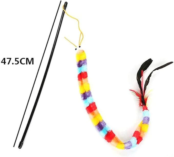 POPETPOP 2Pack Cat Toys Wand - Cat Feather Toy Kitten Toys Palmerworm Funny Cat Toys Interactive, Feather Cat Teaser Toys Worms on a String