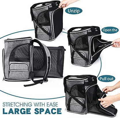 BAGLHER Expandable Pet Carrier Backpack，Pet Backpack for Small Cats Puppies Dogs Bunny, Airline-Approved Ventilate Backpack for Travel, Hiking and Outdoor Use. Grey - Image 2