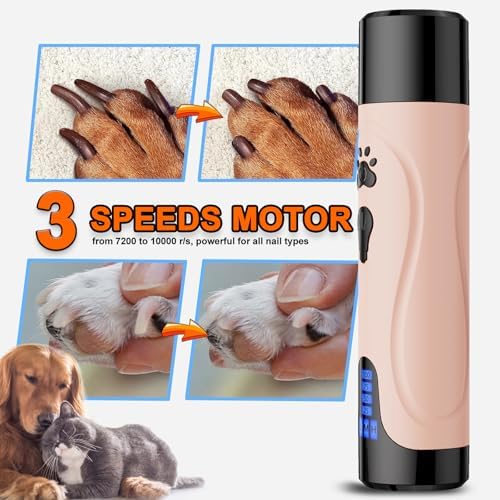 YABIFE Dog Nail Grinder, Dog Nail Trimmers and Clippers Kit, Super Quiet, Rechargeable, for Small Large Dogs Cats Toenail Claw Grooming,3 Speeds - Image 5