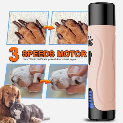 YABIFE Dog Nail Grinder, Dog Nail Trimmers and Clippers Kit, Super Quiet, Rechargeable, for Small Large Dogs Cats Toenail Claw Grooming,3 Speeds - Image 5
