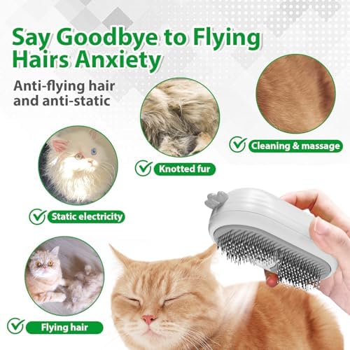 Cat Steam Brush with Release Button, 3 in 1 Pet Spray Water Comb - Image 2