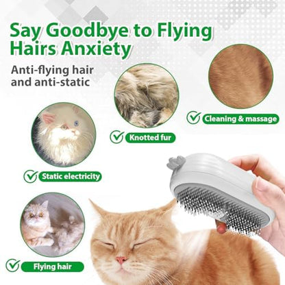Cat Steam Brush with Release Button, 3 in 1 Pet Spray Water Comb - Image 2