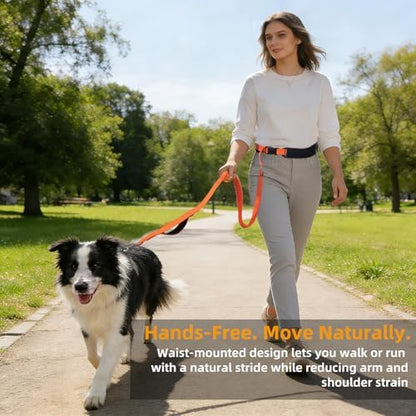 Reflective Waist Bungee Dog Leash - Hands-Free for Running & Walking (Orange Leash) - Image 6
