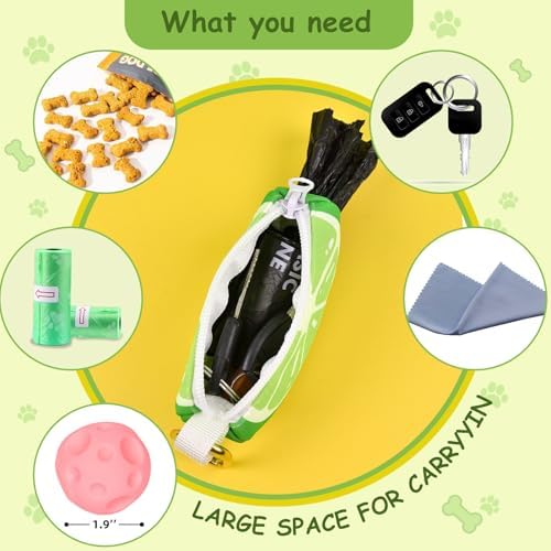 Dog Poop Bag Holder for Leash with Carabiner, Lime, Medium - Image 4