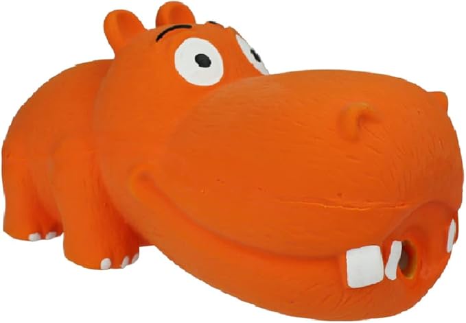 Multipet Hippopotamus Latex Hippo That Grunts 8 inch Dog Toy (Assorted Color / 1 Pack), Large Breeds