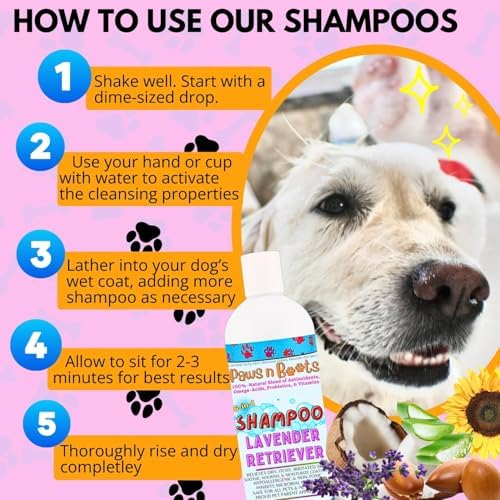 6-in-1 Dog Shampoo - Fast Relief for Allergies, Dry, Itchy, Skin. Premium & Beneficial Ingredients to Repair and Nourish The Skin/Coat. 100% Natural, Organic, Plant-Based, Lavender-Retriever - Image 6