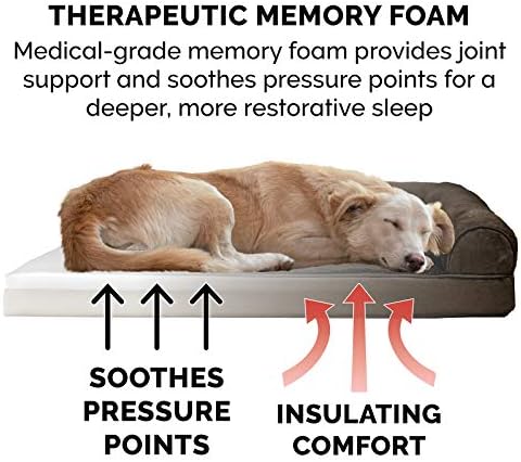 Furhaven Memory Foam Dog Bed for Medium/Small Dogs w/ Removable Bolsters & Washable Cover, For Dogs Up to 35 lbs - Plush & Suede Sofa - Espresso, Medium - Image 4