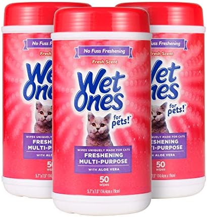 Wet Ones for Cats Freshening Wipes with Aloe Vera, Fresh Scent, 50 Ct, 3-Pk by WetOnes