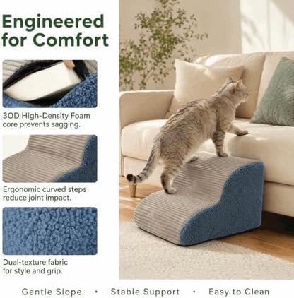 2-Step Foam Dog Stairs for Bed & Couch, 12" H, Grey, - Image 4