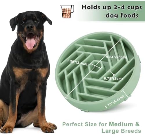 TOBYTO Slow Feeder Dog Bowls Large Medium Breed,Anti-Choking Slow Eating Dog Food Bowl,Non Slip Pet Slower Food Feeding Bowls Large Puzzle Slow Feeder Bloat Stop Maze Dog Dishes,Bean Green - Image 5