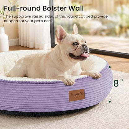 Love's cabin Round Donut Cat and Dog Cushion Bed, 30in Pet Bed for Medium or Large Dogs, Anti-Slip & Water-Resistant Bottom, Soft Durable Fabric Pet Beds, Washable Calming Cat Bed, Violet - Image 6