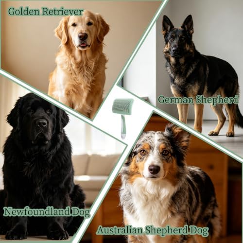 Self-Cleaning Slicker Dog Brush for Large Long-Haired Breeds （Green） - Image 3