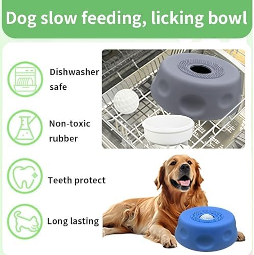 Dog Licking Bowl with Rolling Ball, Food Grade Silicone Slow Feeder, Anti-Slip Anxiety Relief Interactive Bowl for Dogs & Cats（Gray） - Image 6