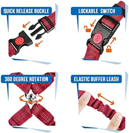 Lukovee Double Dog Car Seat Belt, No Tangle Headrest Restraint - Image 2