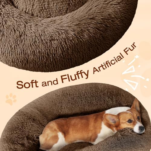 JOLLYVOGUE Dog Bed, Calming Anti-Anxiety Large Dog Bed, Fluffy Donut Cushion for Medium and Large Pets (27") - Image 3