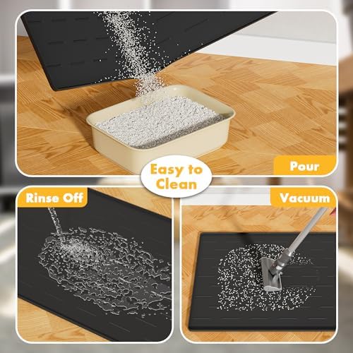 Pieviev Extra Large Silicone Litter Box Mat, Easy to Clean, 40'' x 28'' - Image 5