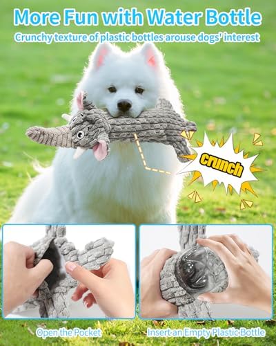 Dog Toys, Squeaky Plush No Stuffing Crinkle Dog Toy for Small Medium Large Dogs, Interactive Puppy Teething Water Bottle Dog Chew Toy (Elephant) - Image 2
