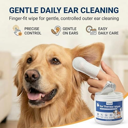 Dog Ear Finger Wipes, 150 Count, Alcohol-Free Ear Cleaner - Image 2