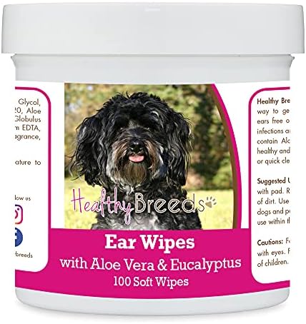 Healthy Breeds Maltipoo Ear Cleaning Wipes with Aloe & Eucalyptus for Dogs 100 Count by HealthyBreeds