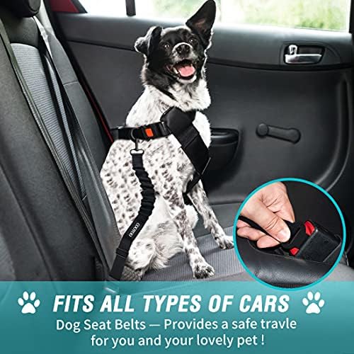 COOYOO Dog Seat Belt,Retractable Dog Car Harness Seat Belt for Car Adjustable Nylon Pet Safety Seat Belts Heavy Duty & Elastic Bungee Buffer - Image 2