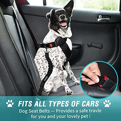 COOYOO Dog Seat Belt,Retractable Dog Car Harness Seat Belt for Car Adjustable Nylon Pet Safety Seat Belts Heavy Duty & Elastic Bungee Buffer - Image 2