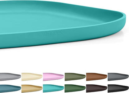 Small Silicone Pet Food Mat with Raised Edge for Food and Water Bowl, Square Dog Feeding Mats, Cat Food Trays for Floor Waterproof, Rubber Tray for Dogs and Cats, 12 x 12 x 0.7 Dark Turquoise