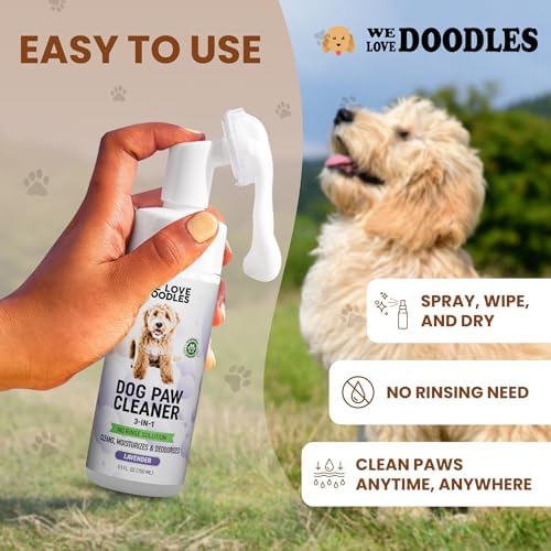 Dog Paw Cleaner, No-Rinse, 3-in-1 Silicone Bristle Brush, Lavender, 5 oz - Image 3