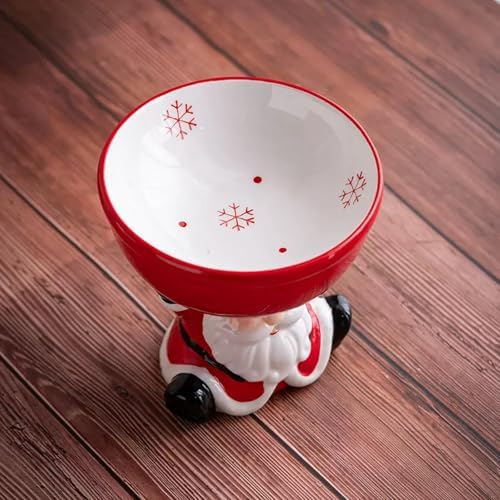 Christmas Ceramic Raised Cat Bowl Elevated Dog Bowls Cat Food Bowl Medium Water and Food Dish Xmas Decor Indoor, Microwave and Dishwasher Safe - Image 2