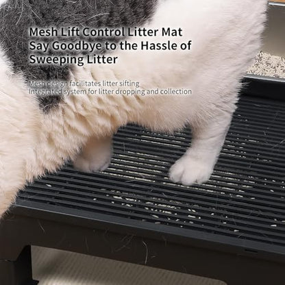 Pet Coutures Cat Litter Box Step, Adjustable Elevated Ramp with Anti-Tracking Mesh & Catcher - Easy Cleaning - Ideal for Kittens and Seniors - Image 3