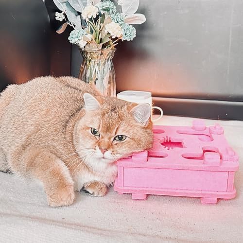 IUHKBH Cat Puzzle Toy, Soft Felt Intelligence Mind Game Track Balls Interactive Kitten Toy Puzzle Box for Indoor Cats, Easy to Assemble [Orange] - Image 5