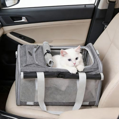 Pet Carrier Bag for Cats & Small Dogs, Airline Approved Travel Cat Carrier with Mesh Windows, Shoulder Strap & Removable Mat, Foldable Design for Home & Outdoor Trips - Image 2