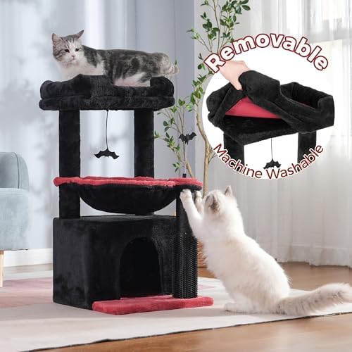 Cat Tree 32” Small Cat Tower with Large Hammock 16”& Self Groomer - Image 5