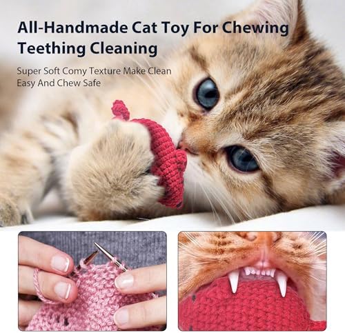 Catnip Toys Crochet Mouse, 6 Pcs Yarn Cat Nip Mice Safe Teeth Cleaning Chew Toy for Indoor Kittens Kitty, Adult Cats Interactive Catnip Cat Kicker Toys Anxiety Relief - Image 2