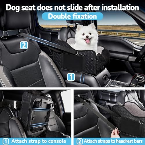 Center Console Dog Car Seat,Pet Puppy Middle Console Dog Car Seat for Small Dogs (Black, Small) - Image 5